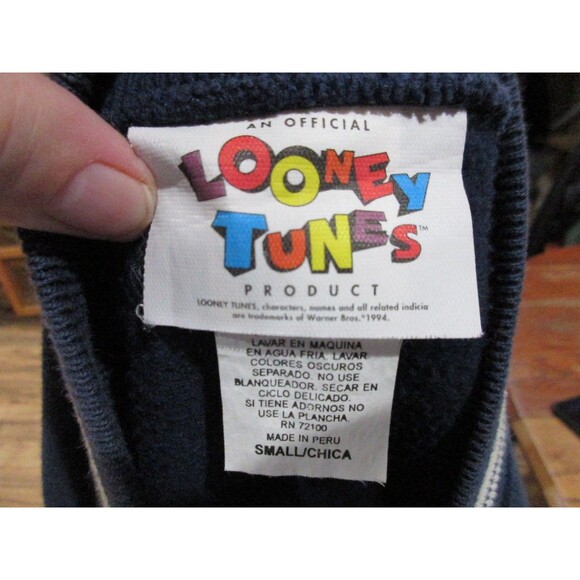 Vtg. 95 Deadstock Looney Tunes Tweety Bird Snap Fleece Jacket Women Small Flag - Picture 3 of 3